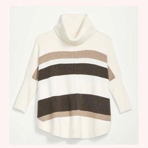 LOFT Striped Shirttail Poncho Sweater